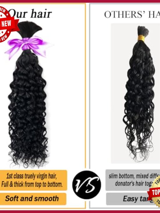 Human Hair Extensions for Knotless Braids, 100g Wet Wavy Bundles